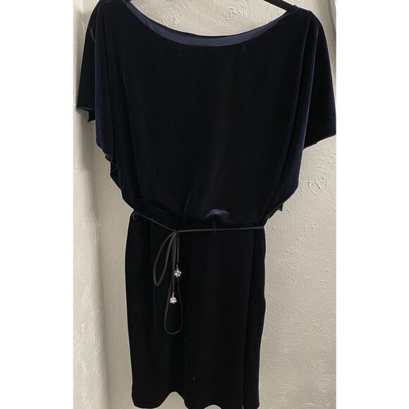 Jessica Howard Women’s Navy Velvet Split Sleeve Blouson Dress 12 NWT - Picture 1 of 9